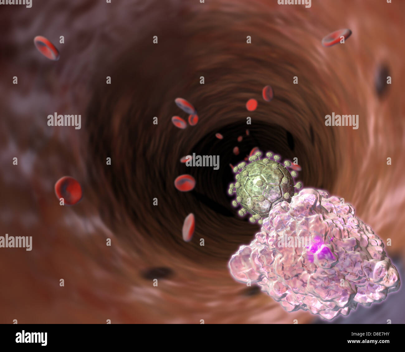 Blood cells and HI virus Stock Photo