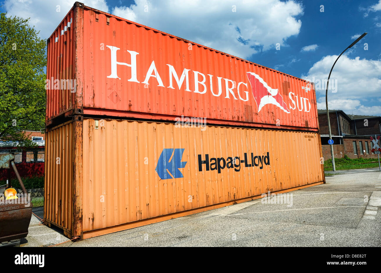 The container shipping companies Hapag-Lloyd and Hamburg Sued in Hamburg, Germany, Europe Stock Photo