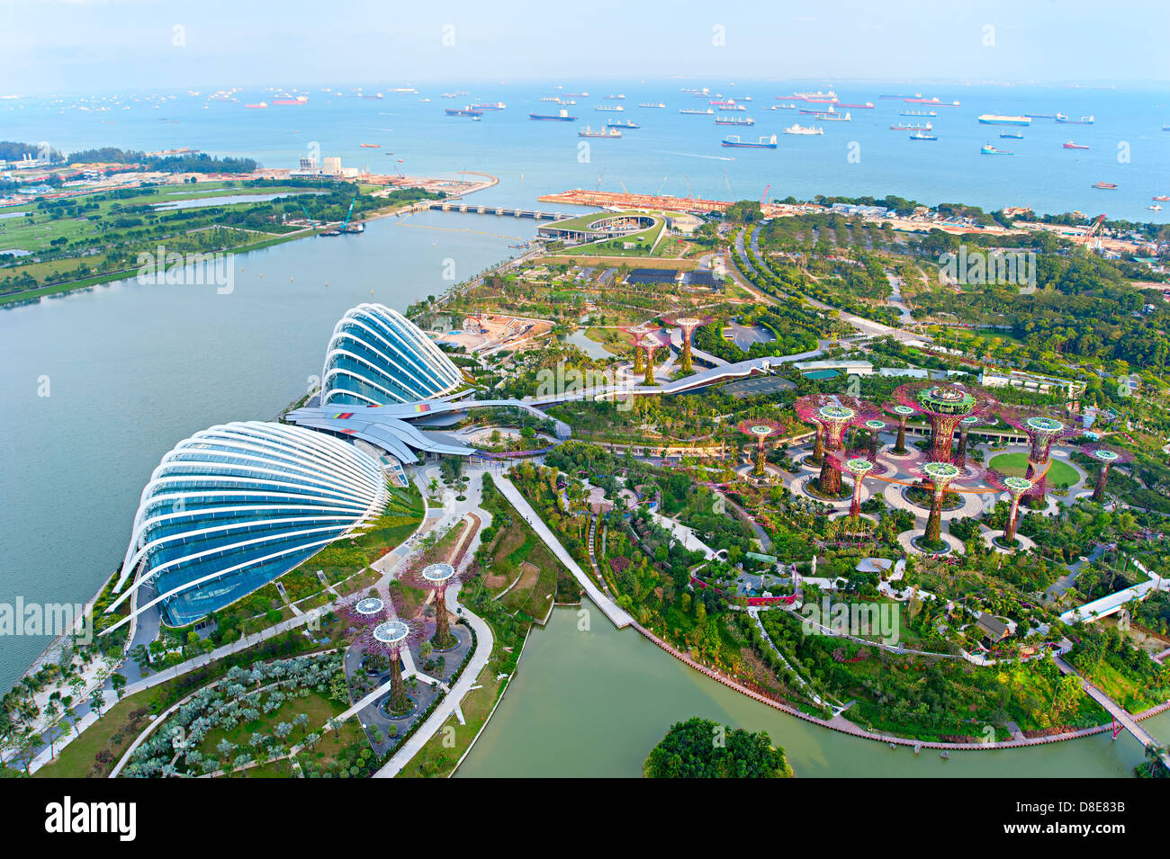 An aerial view of Gardens by the Bay in Singapore. Stock Photo