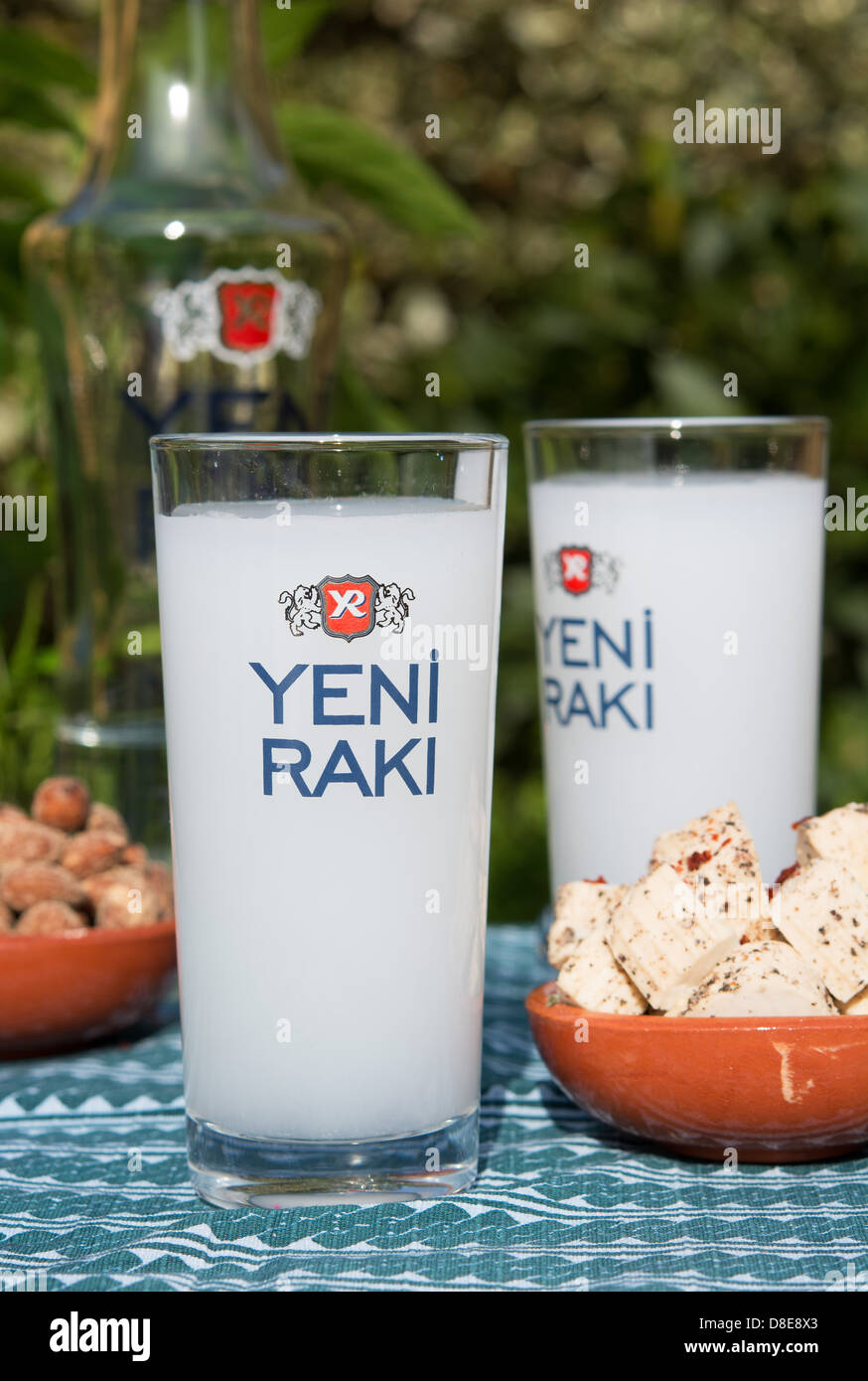 Glasses of Turkish raki (a popular aniseed-flavoured spirit, known locally  as 'lion's milk' Stock Photo - Alamy