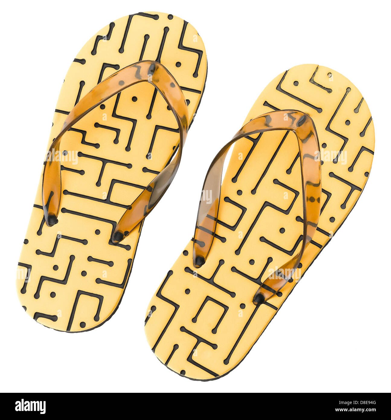 A pair of yellow beach slippers Stock Photo - Alamy