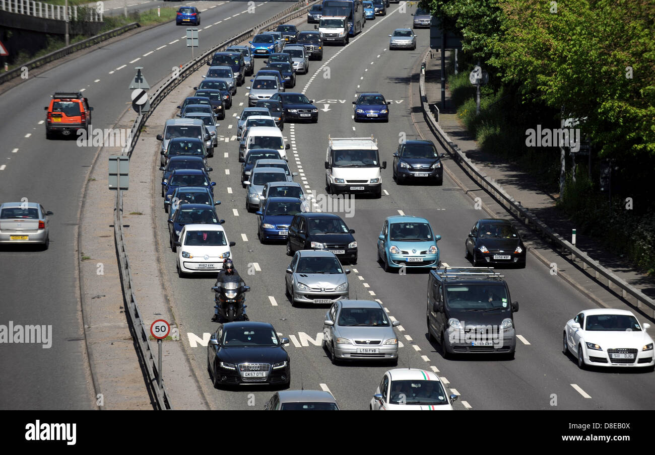 A Bank Holiday Monday traffic jam on the A23 into Brighton Stock Photo