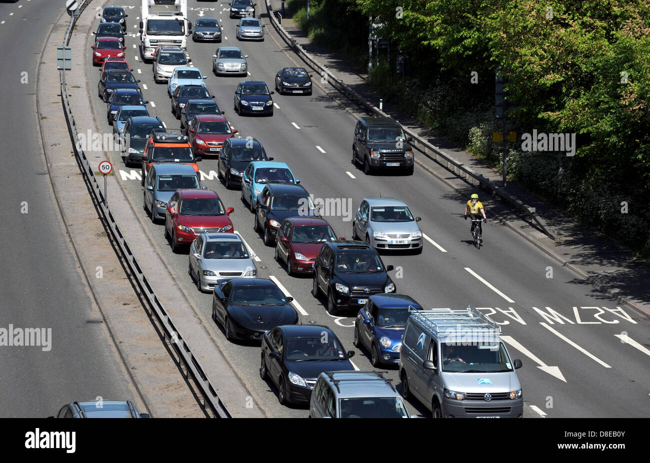 A Bank Holiday Monday traffic jam on the A23 into Brighton Stock Photo