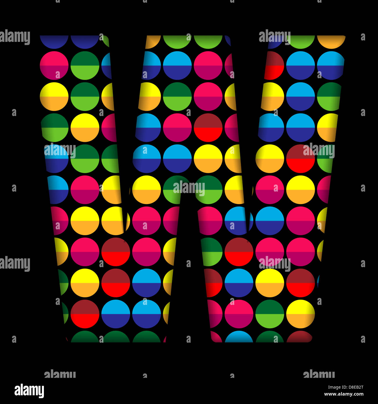 Vector - Alphabet Dots Color on Black Background Stock Photo - Alamy