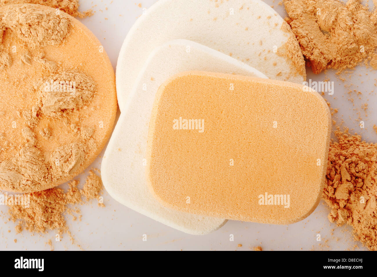 powder and cosmetic sponges Stock Photo