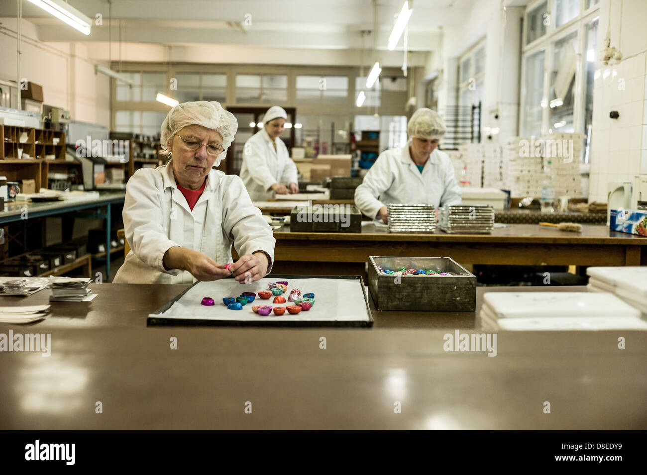 Berlin, Germany, employees of Erich Hamann chocolate factory package
