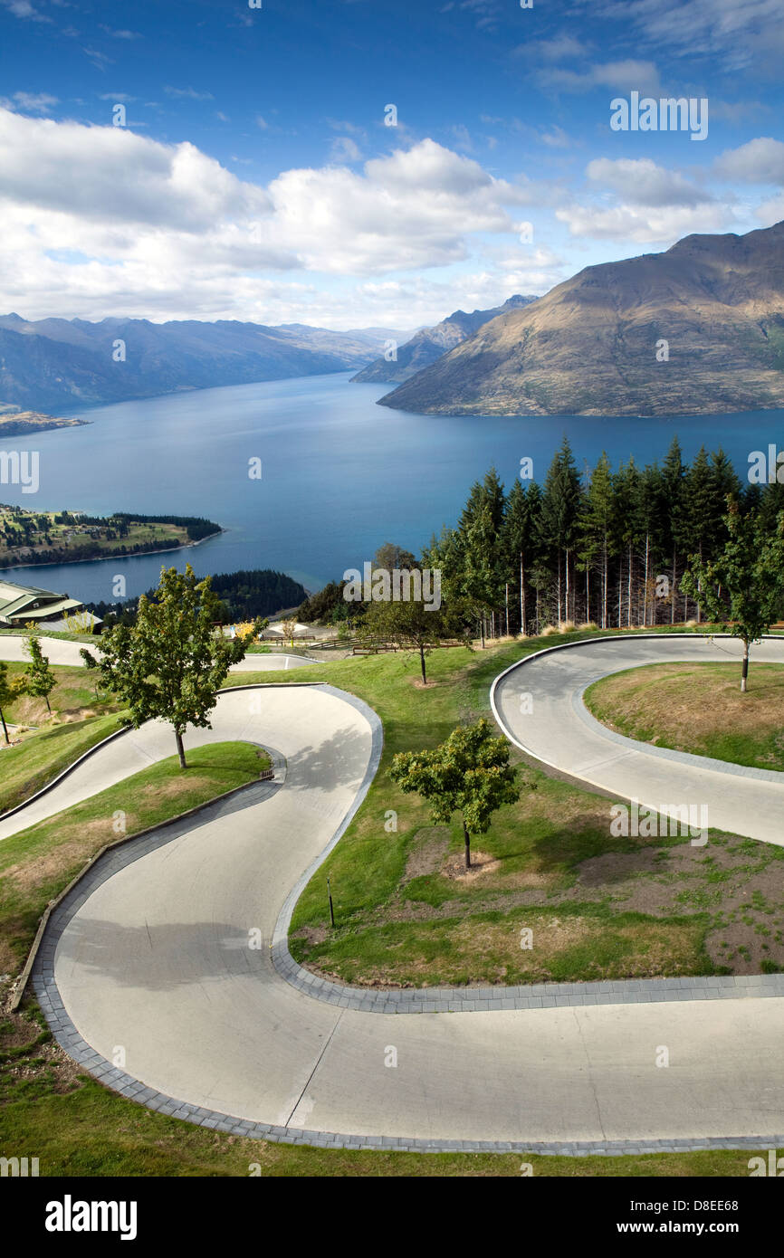 A view of the Luge in Queenstown, in the South Island of New Zealand Stock Photo