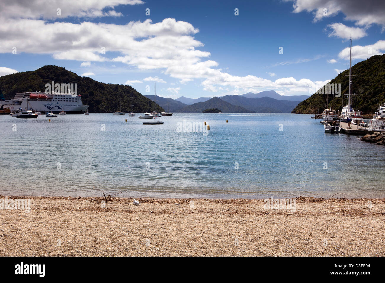 A view of the Picton Harbour in the South Island of New Zealand Stock Photo