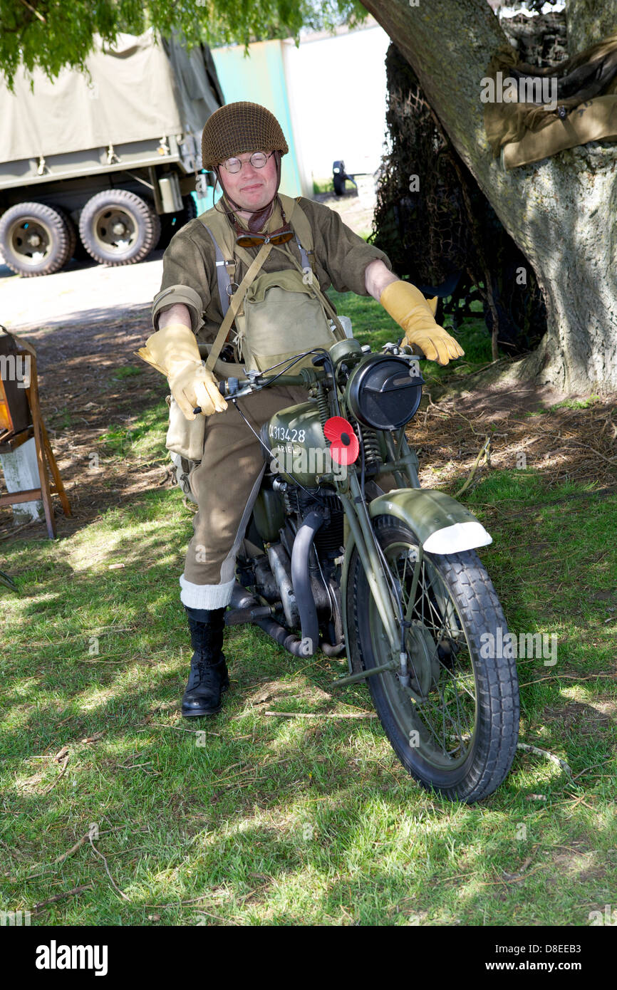 World War Two Allied Despatch Rider Re-enacter Stock Photo