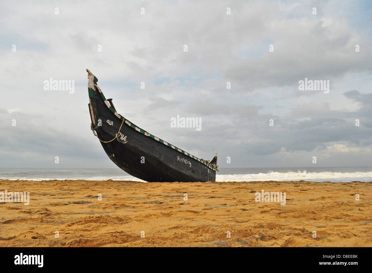 A fishing boat on the beach Stock Photo Alamy