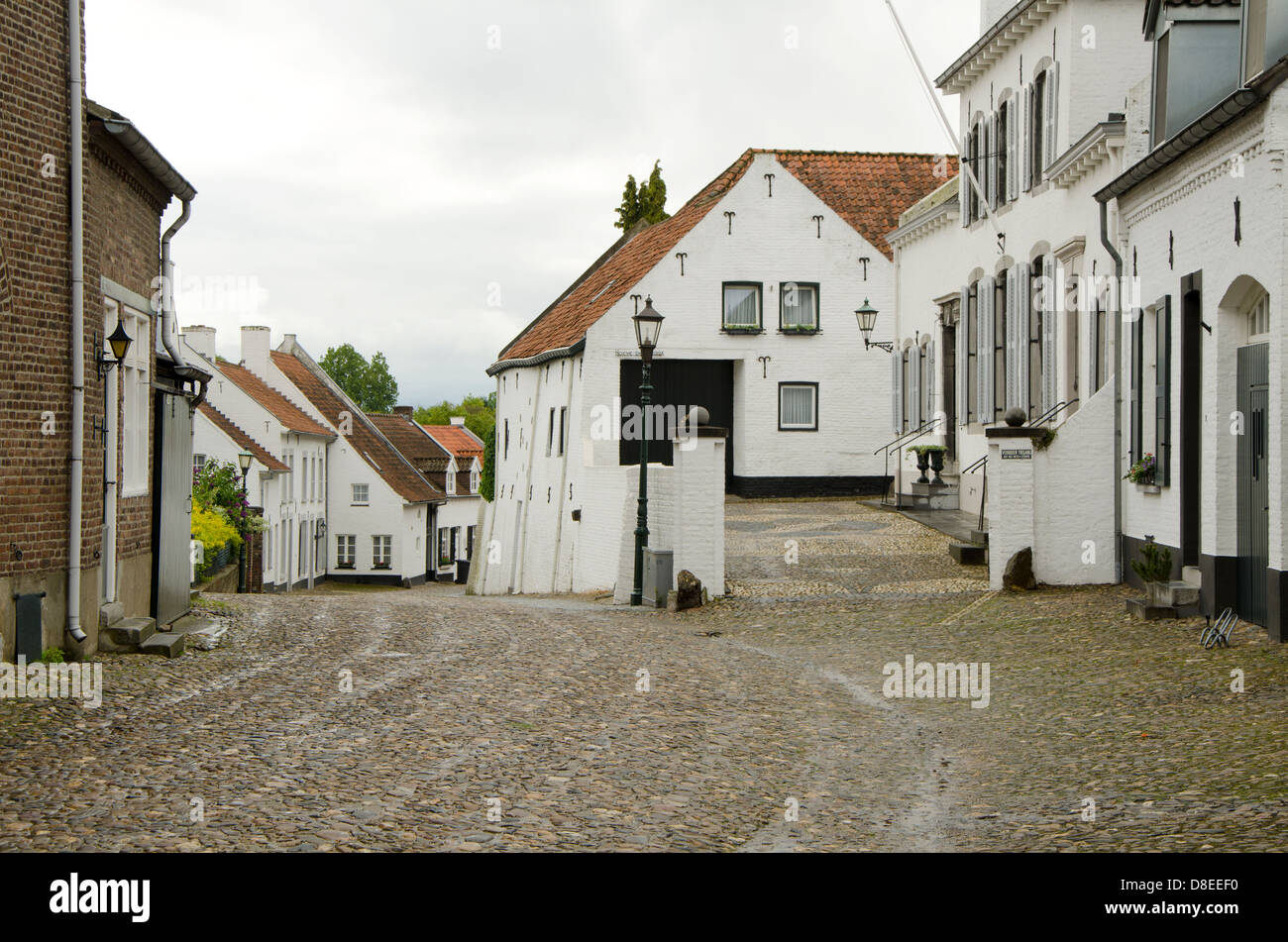 Thorn Netherlands. Whitewashed brick houses in the Beekstraat in Thorn