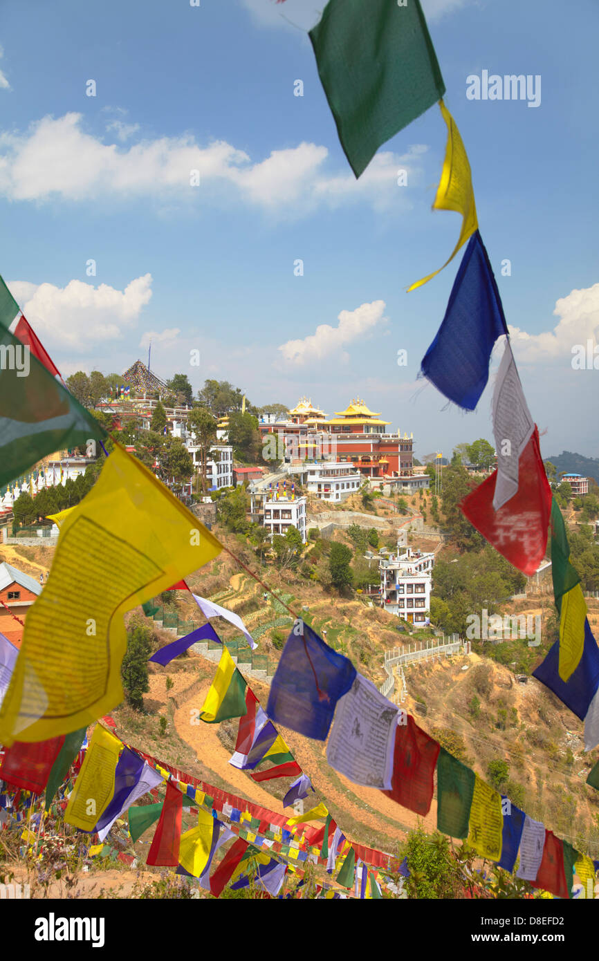 Thrangu Tashi Yangtse Monastery inside Namobuddha complex, Dhulikhel, Kathmandu Valley, Nepal Stock Photo