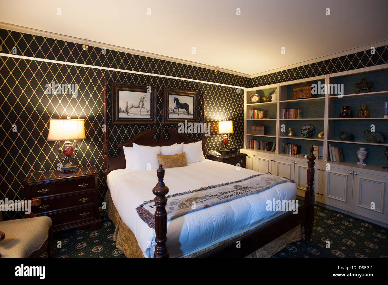 Louisville, Kentucky, The Brown Hotel bedroom of the Muhammad Ali Suite Stock Photo