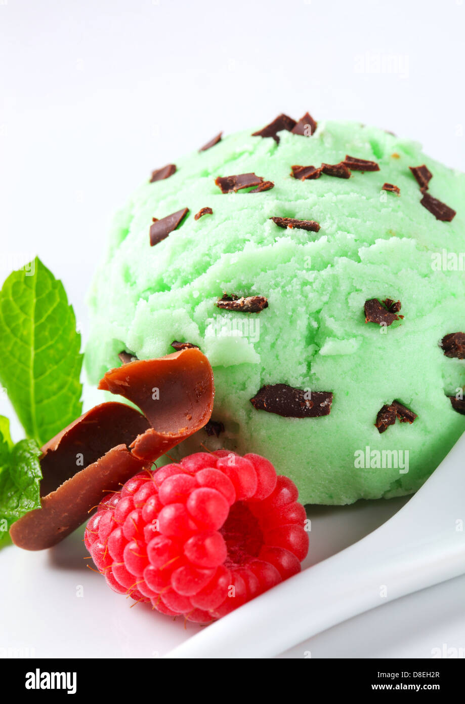 Scoop of mint chocolate chip ice cream Stock Photo Alamy