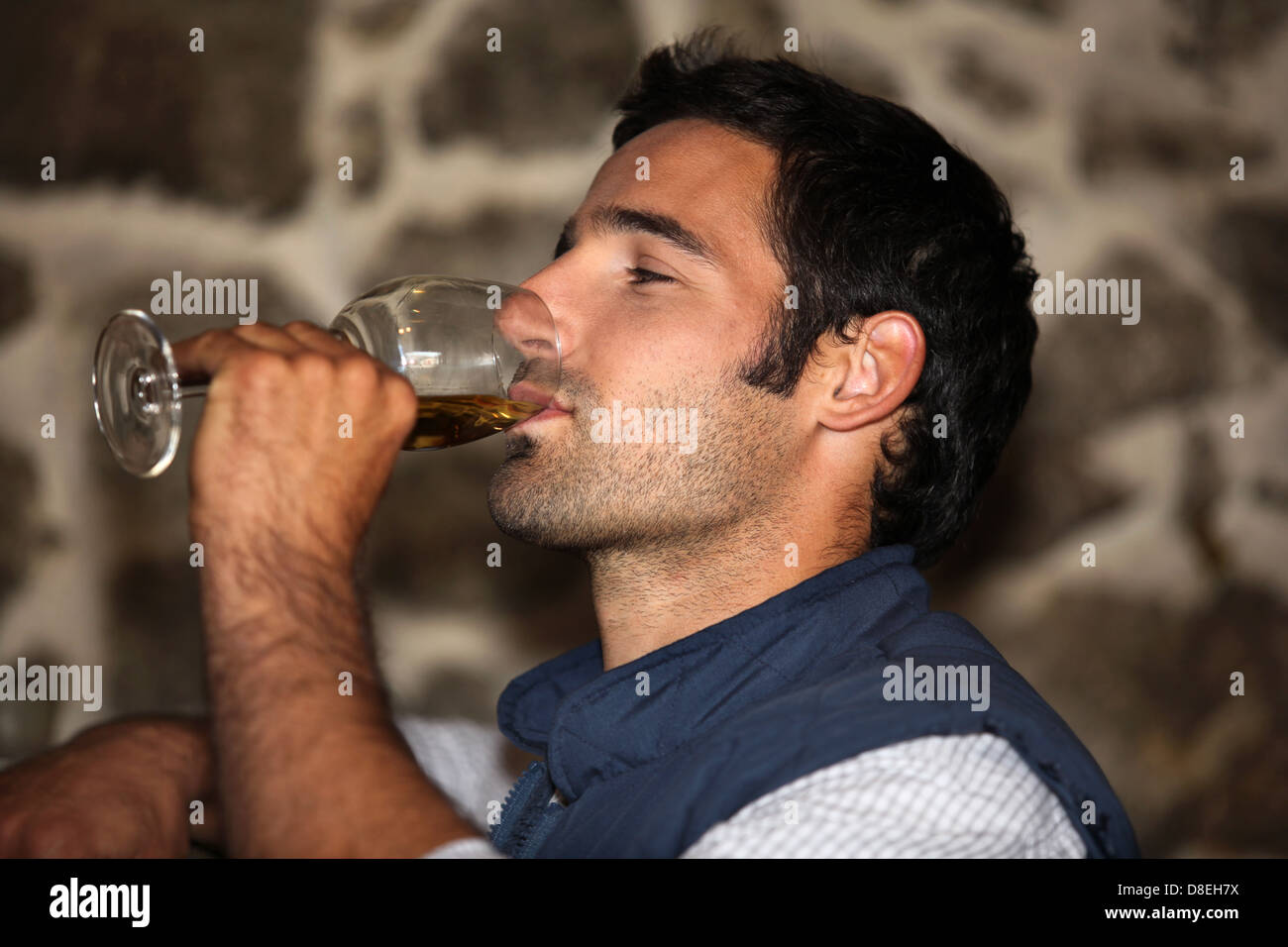 Wine tasting man Stock Photo