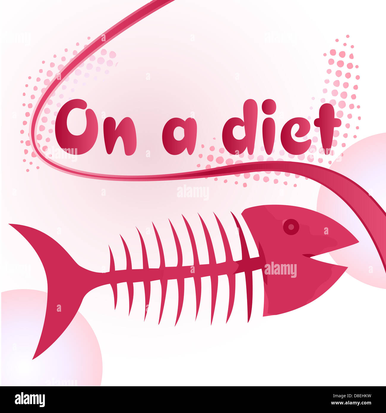 On a diet sign with funny fish bone illustration Stock Photo