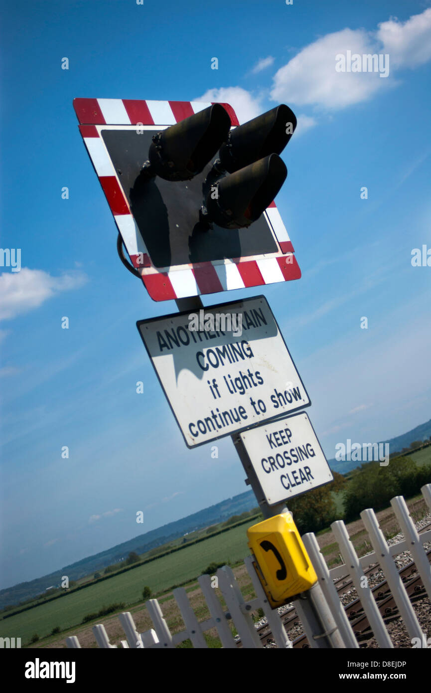 Level crossing warning signals Stock Photo