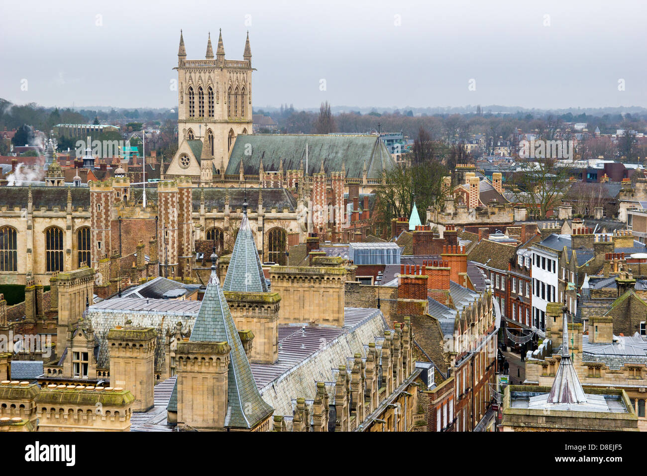 Cambridge City View over the Rooftops Stock Photo