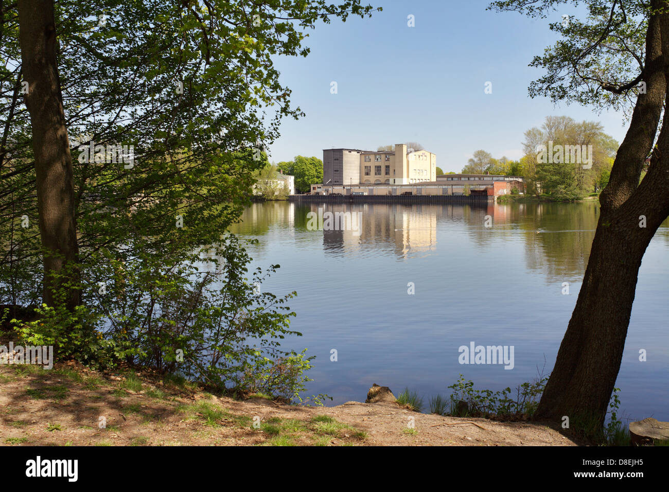 Berlin, Germany, view from the island Eiswerder an industrial building in Berlin-Haselhorst Stock Photo