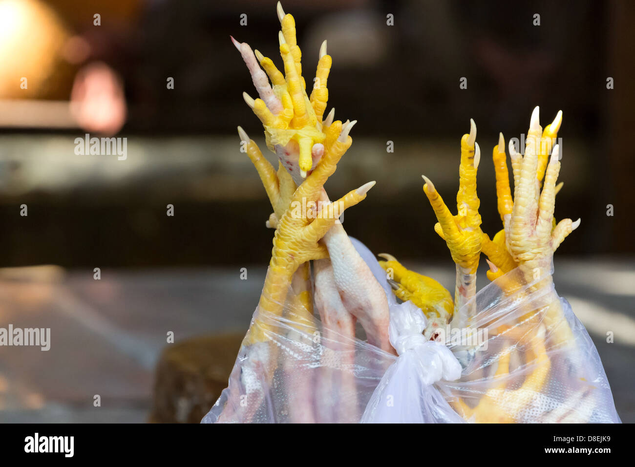 Chicken Feet on a Market in Phnom Penh, Cambodia Stock Photo