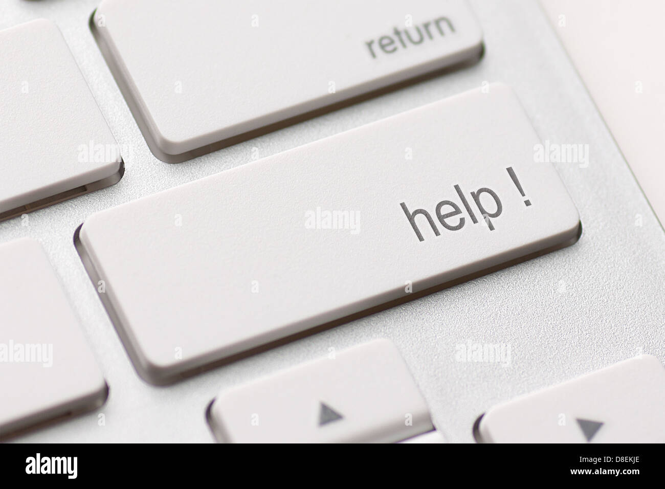 A computer Help Key. White keyboard Stock Photo