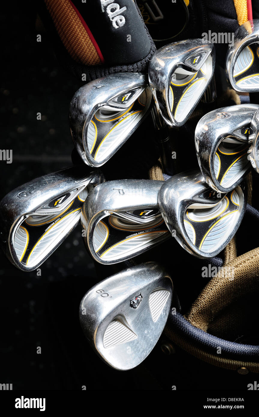 Full set of high end Golf Clubs Stock Photo