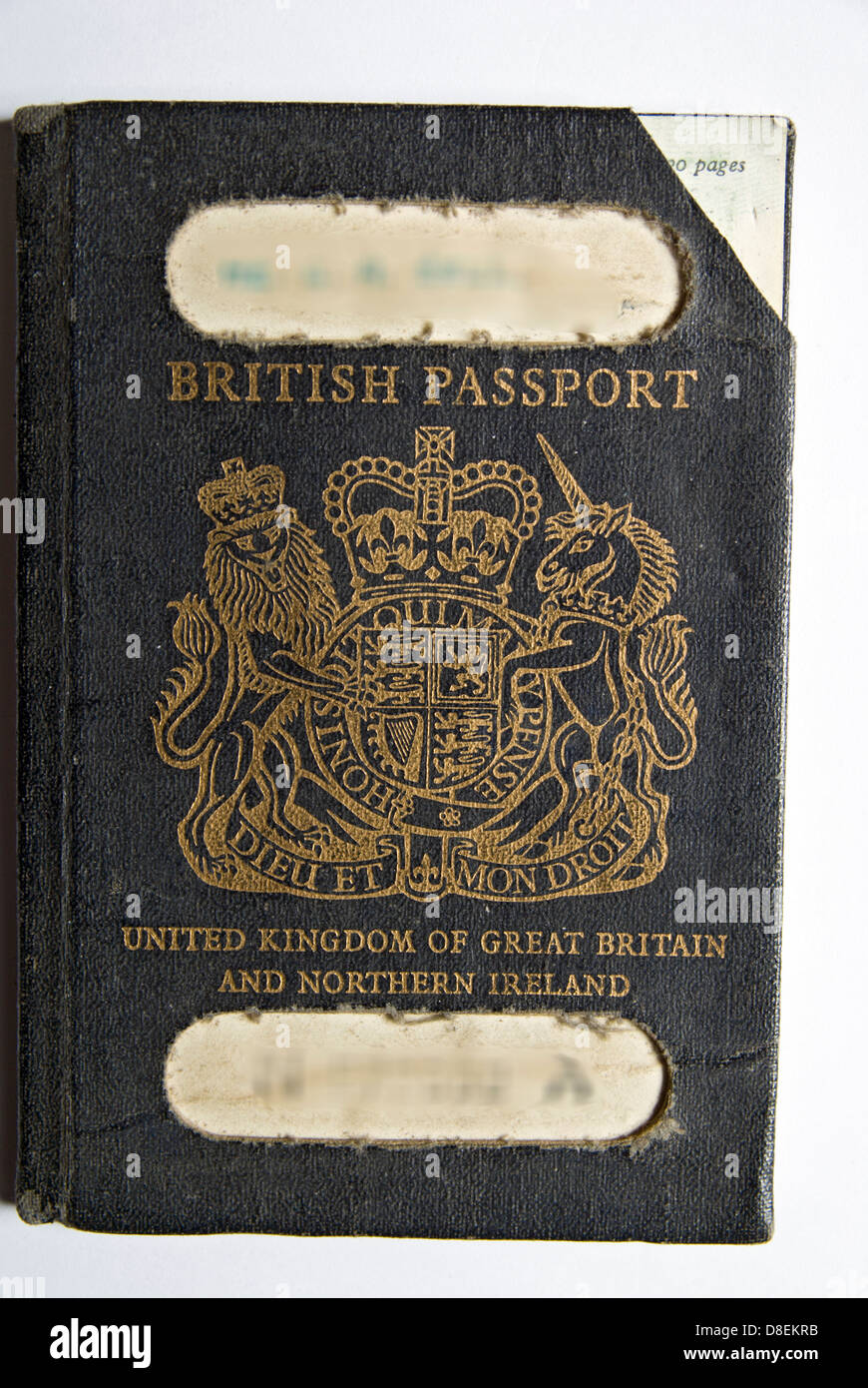 cancelled old black british passport Stock Photo - Alamy