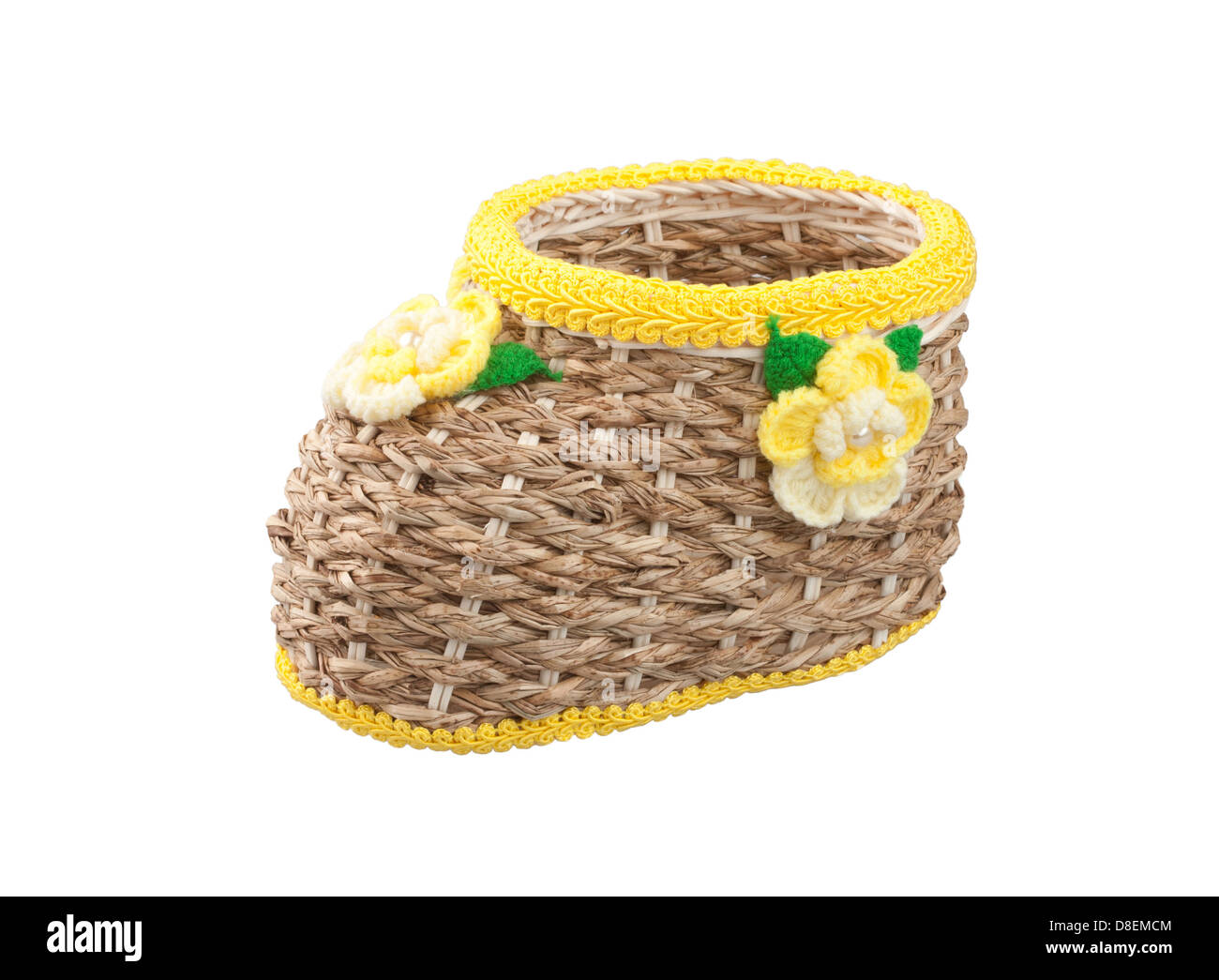 Rattan basket in the shape of shoe for keeping stuff Stock Photo