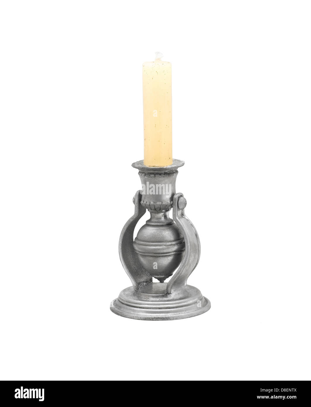 Candlestick in the old style with candle Stock Photo Alamy