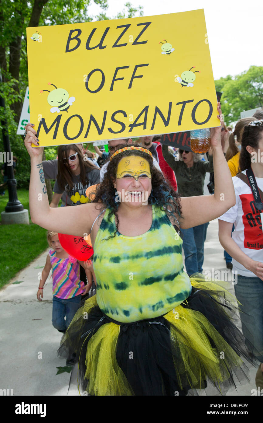 'March Against Monsanto' protests genetically modified foods Stock Photo
