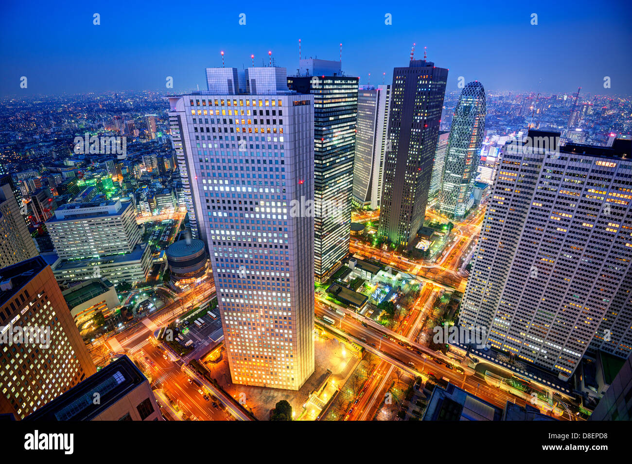 Financial buildings in the Shinjuku district of Tokyo, Japan. Stock Photo