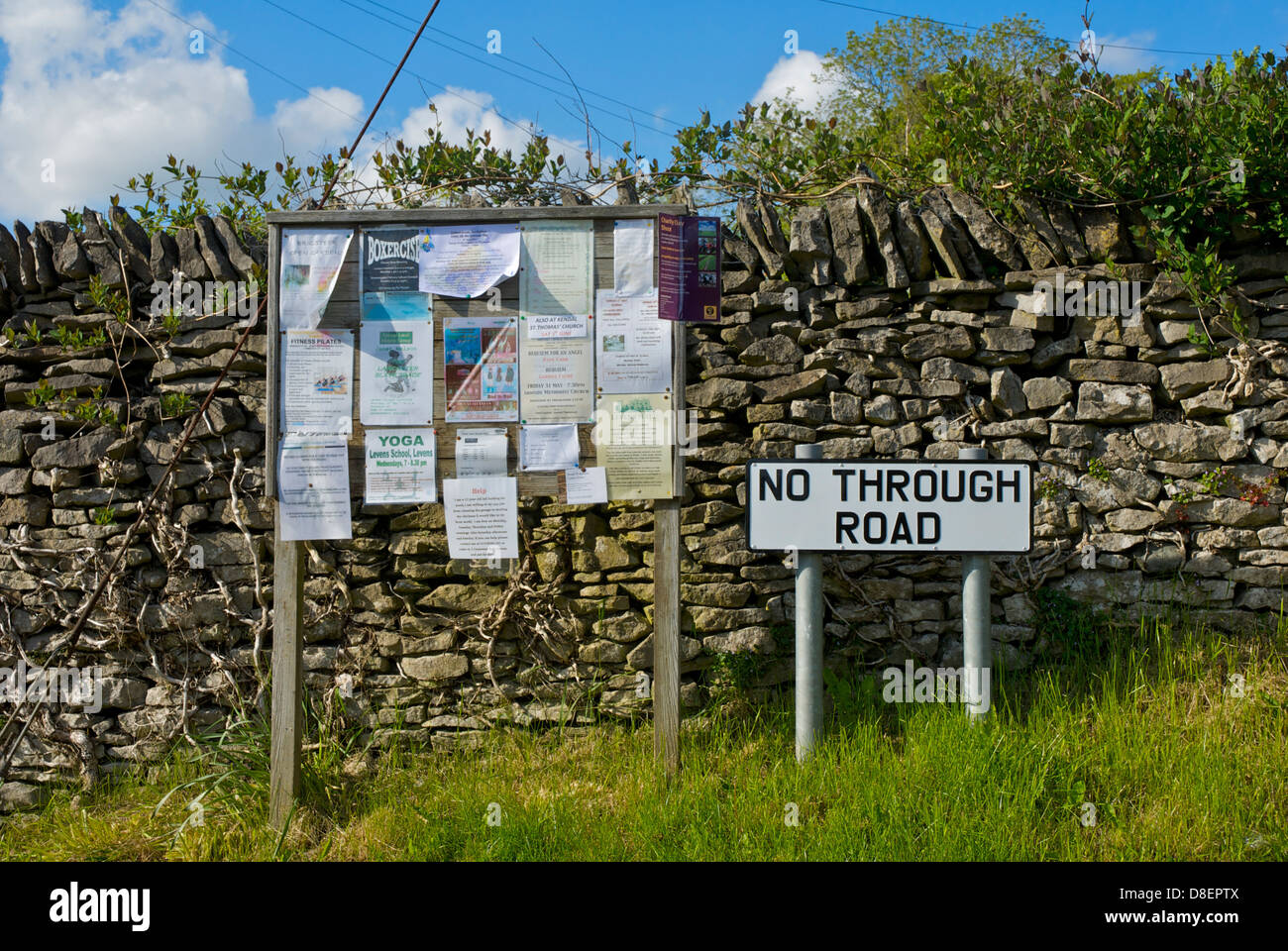 Parish notice board in the village of Levens, South Lakeland, Cumbria