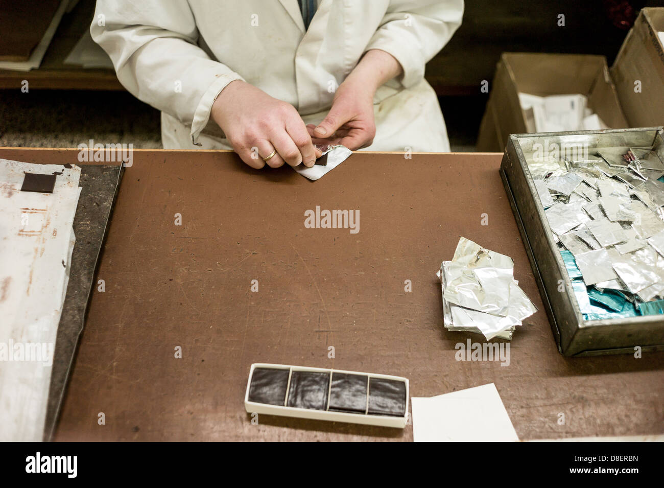 Berlin, Germany, employees of Erich Hamann chocolate factory packaged
