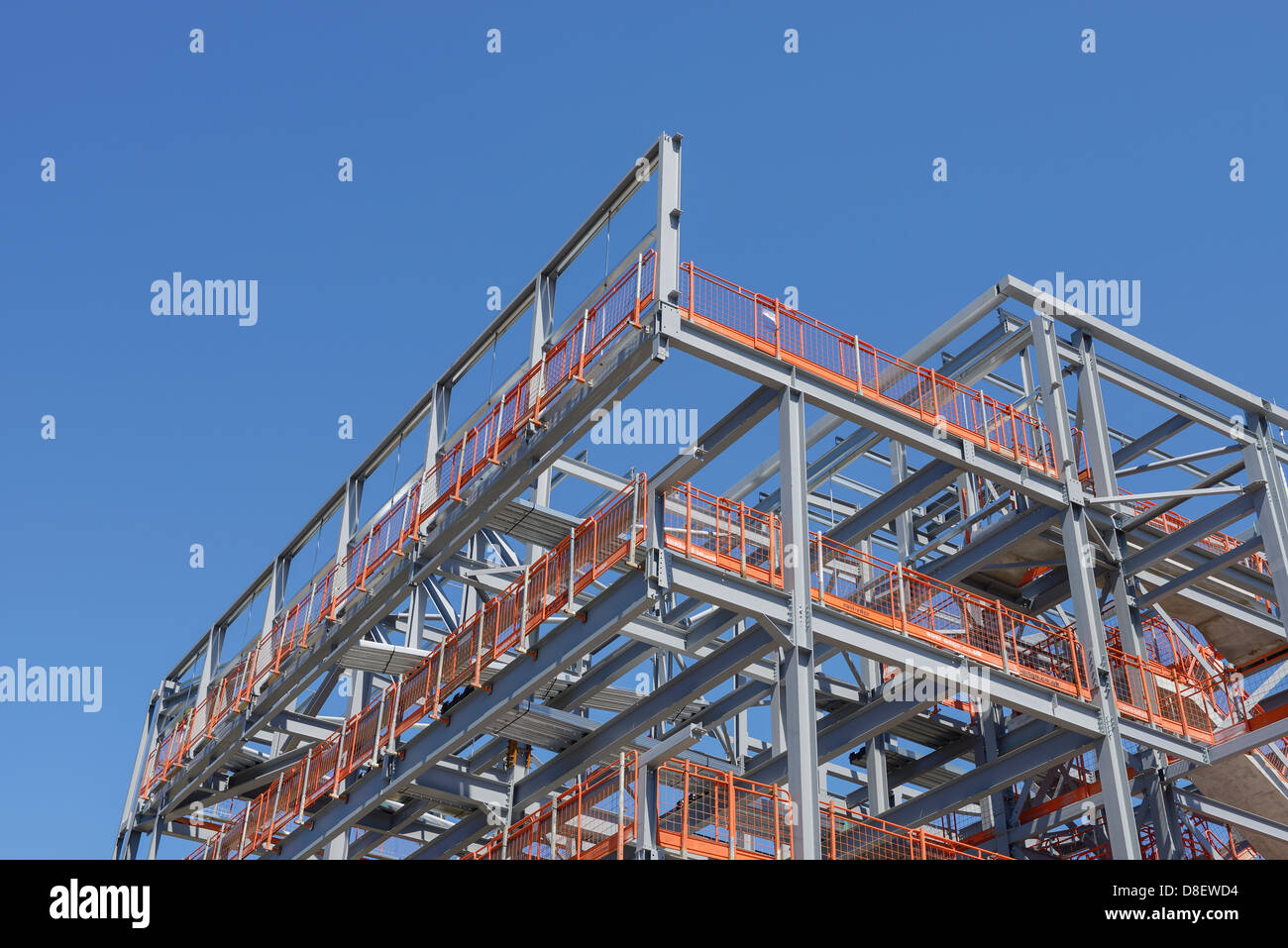 Construction site steel frame with safety rails Stock Photo Alamy