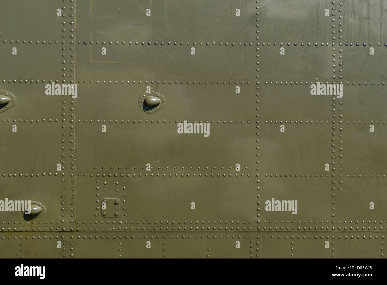 Military green metal and rivets detail Stock Photo