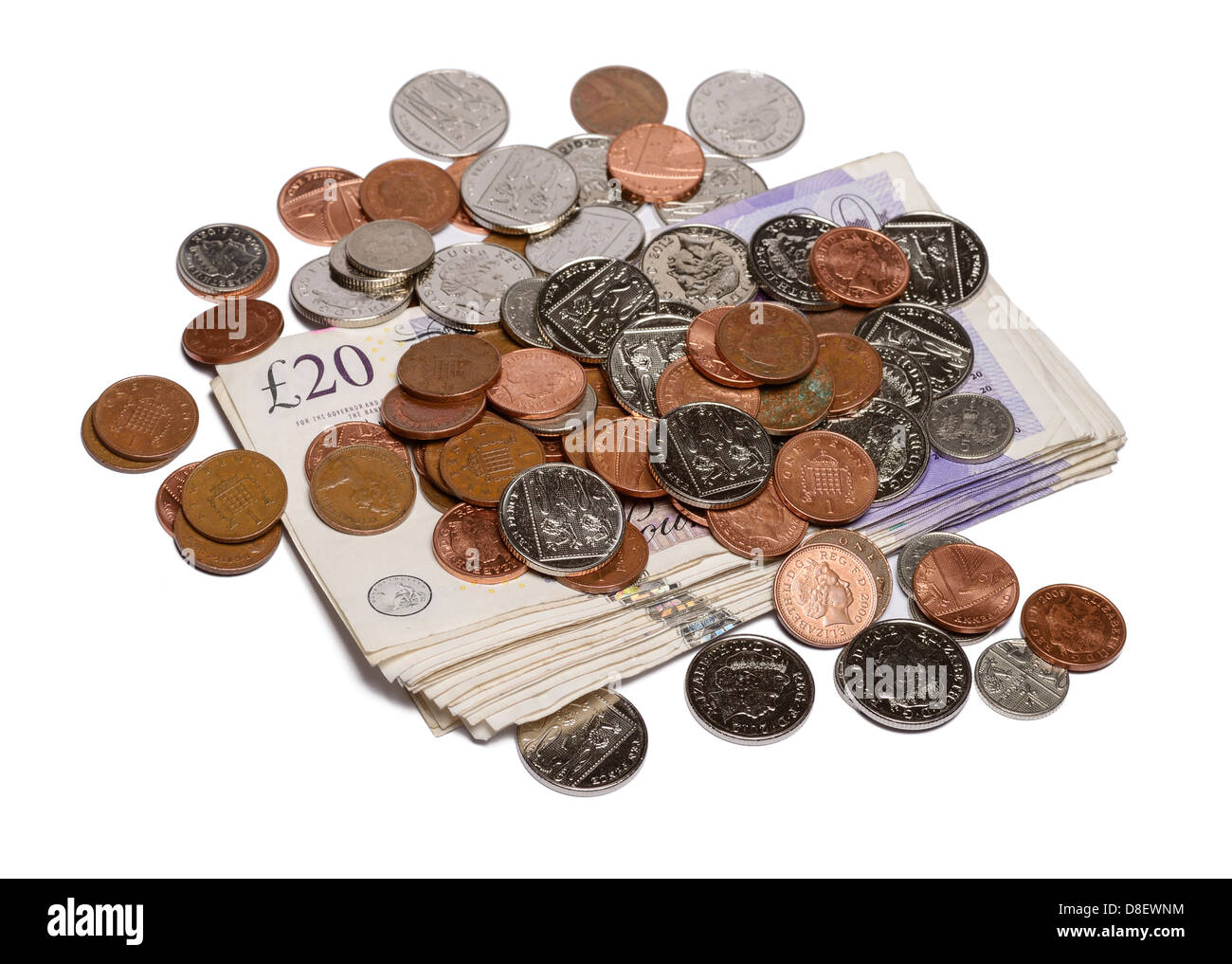 Coins and cash Stock Photo