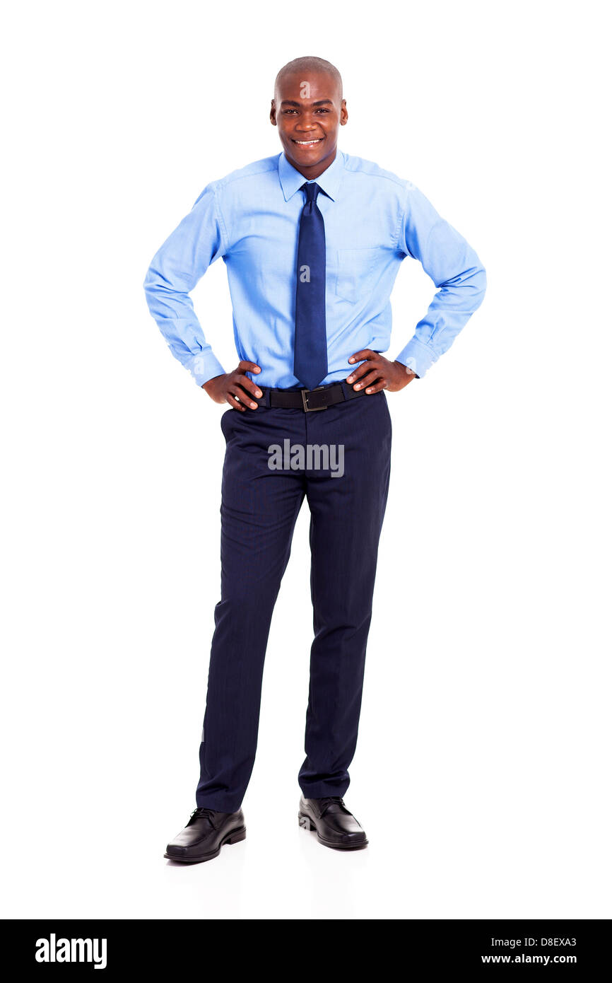young african american businessman full length portrait isolated on ...