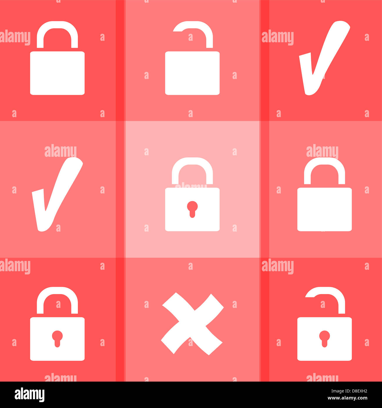 red padlock and check mark tick set Stock Photo Alamy