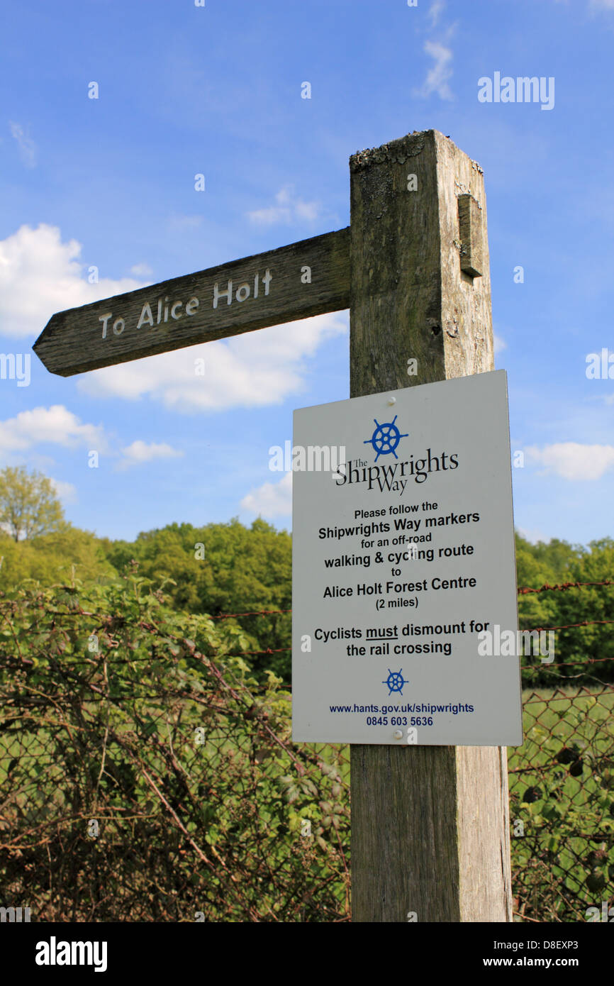 The Shipwrights Way new walking route starts at Bentley Station. Hampshire England UK. Stock Photo