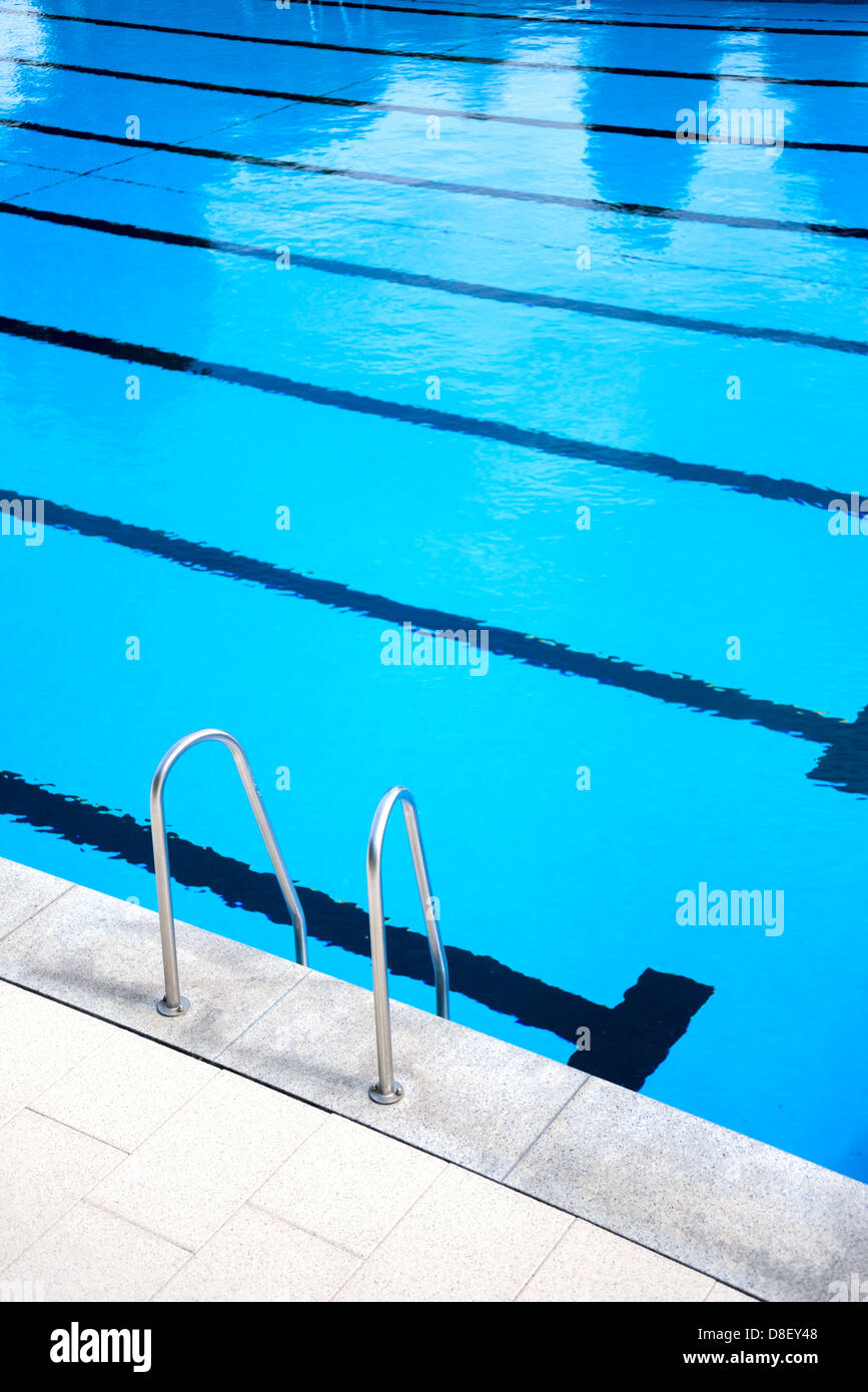 Rail in the outdoors swimming pool Stock Photo Alamy