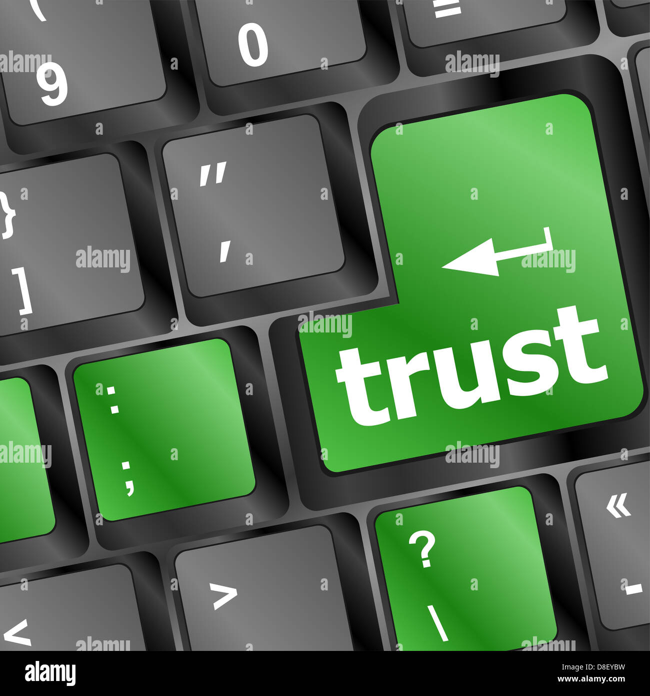 Computer keyboard with trust button, business concept Stock Photo - Alamy