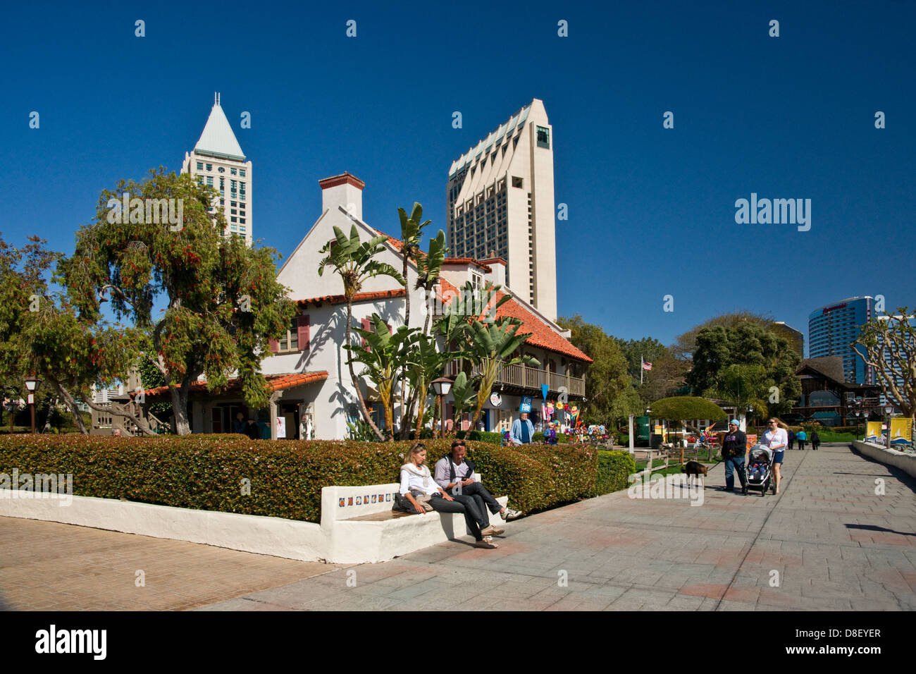 Downtown San Diego with hotels along the waterfront Stock Photo