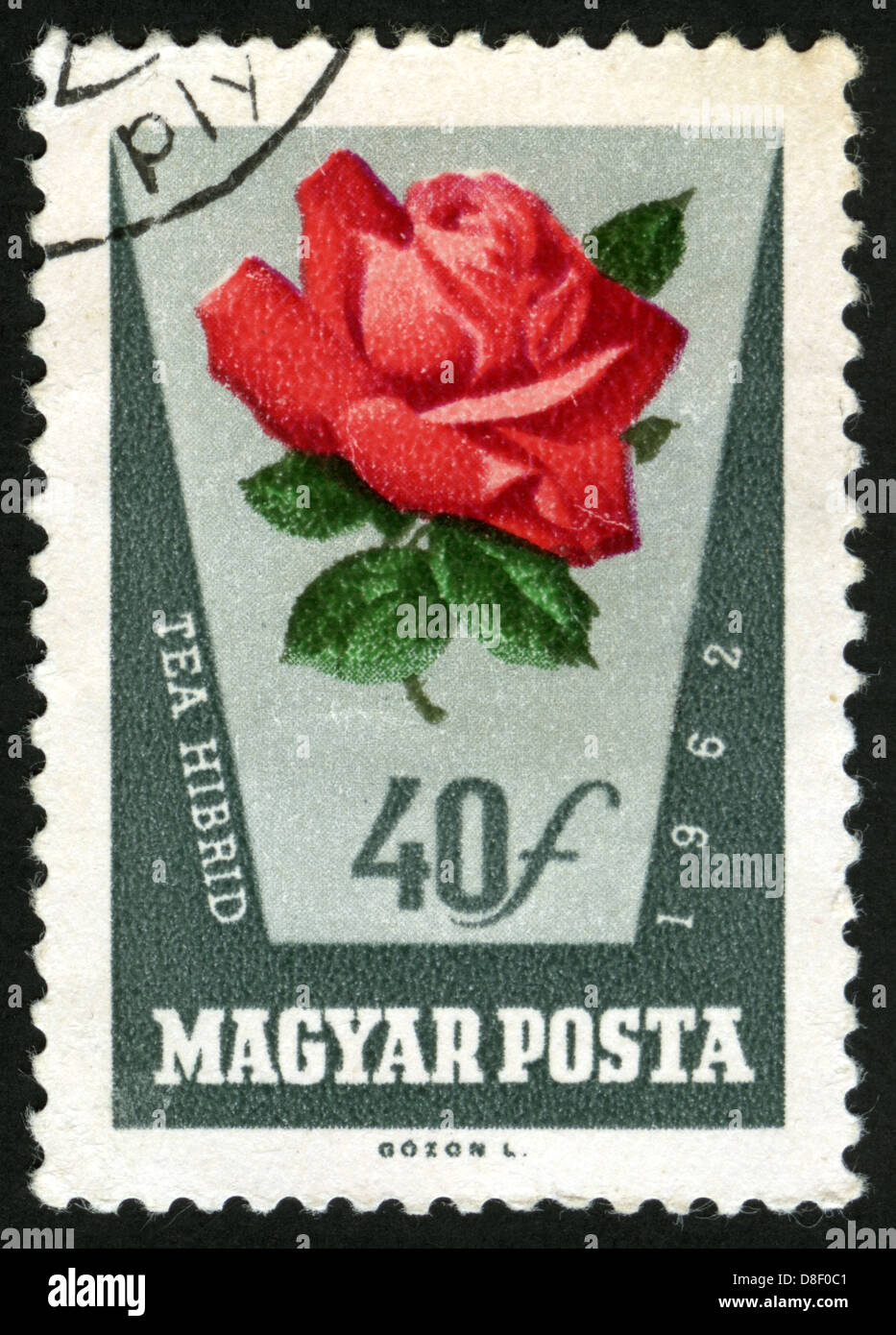 Hungary,post mark,stamp,flowers, plants, flora,flower,rose Stock Photo