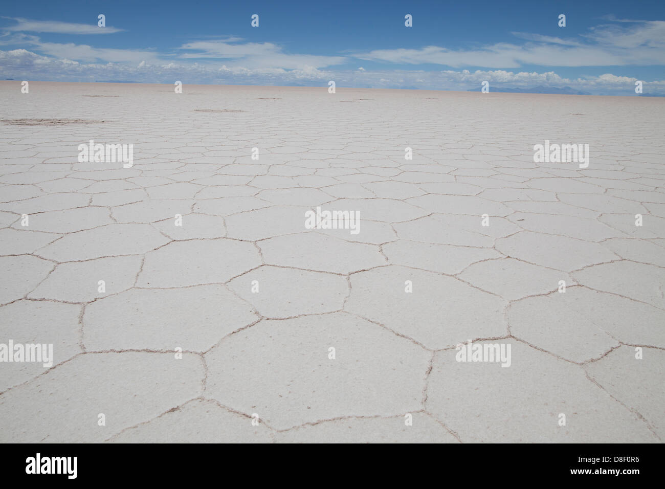 The vast expansive space of the salt flats of Uyuni in the Bolivian Altiplano Stock Photo