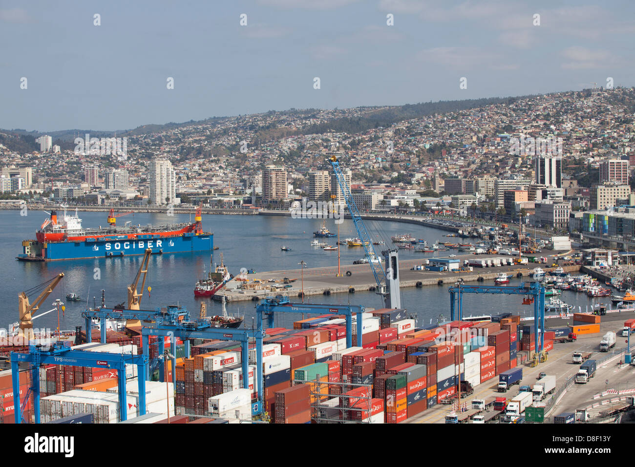 View of Valparaiso City and Port Stock Photo