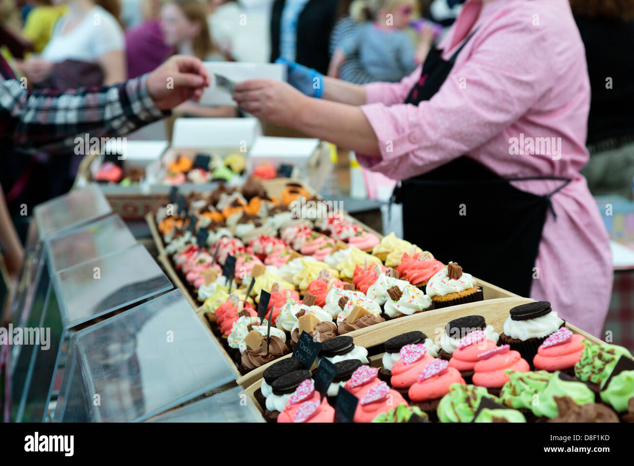 Cupcakes for sale at Game and Country Fair 26th May 2013, Burghley House, Stamford, Lincolnshire, England Stock Photo