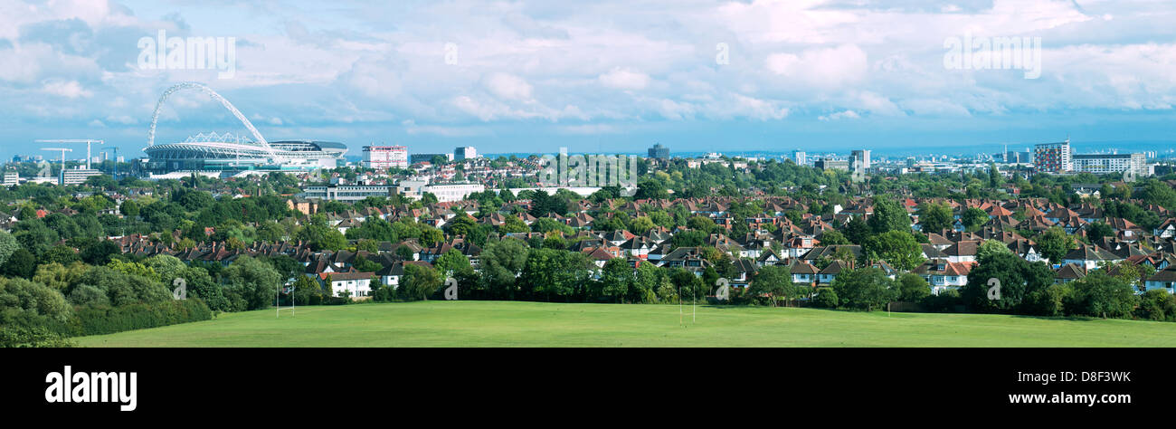 London skyline showing Wembley Stadium, London, UK. Stock Photo