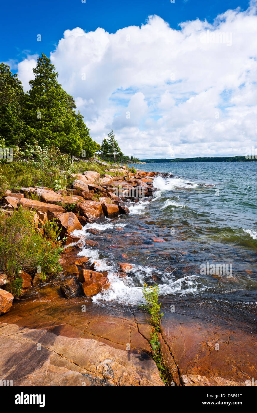 Rocky lake shore of Georgian Bay in Killbear provincial park near Parry Sound, Ontario Canada Stock Photo