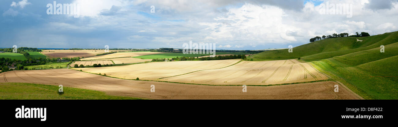 Panoramic view of The Cherhill Downs, Wiltshire. Stock Photo