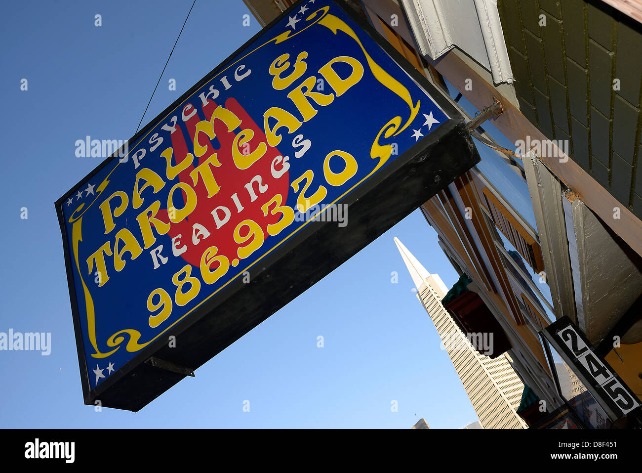 san francisco palm reader advert Stock Photo